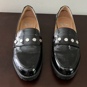 Report Black Patent Leather Studded Loafer 7